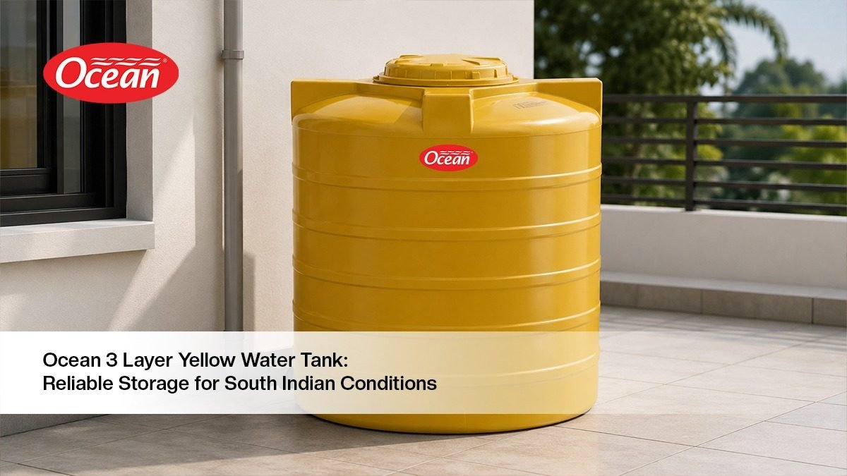 Ocean 3 Layer Yellow Water Tank for hygienic water storage in Kerala and Tamil Nadu