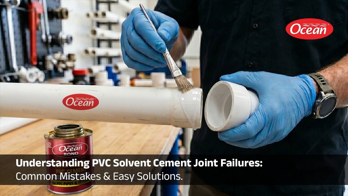 PVC solvent cement joint application for leak-free pipe connection