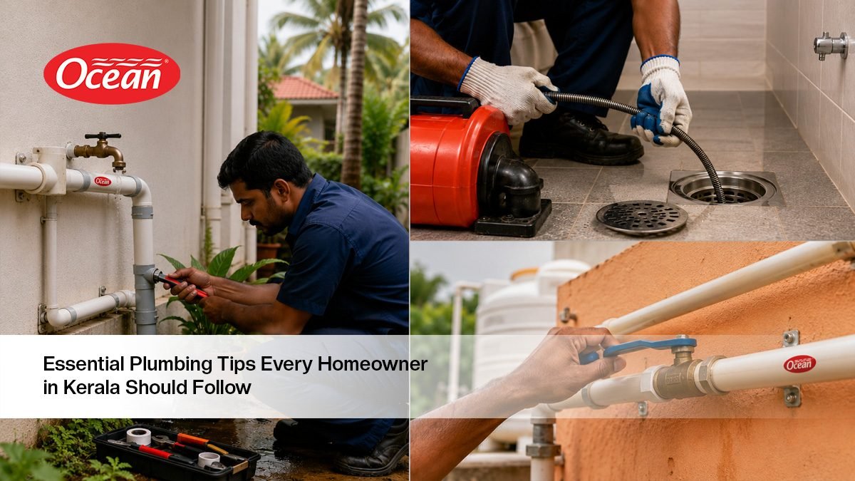 Home plumbing maintenance tips in Kerala and Tamil Nadu with pipes and water fittings
