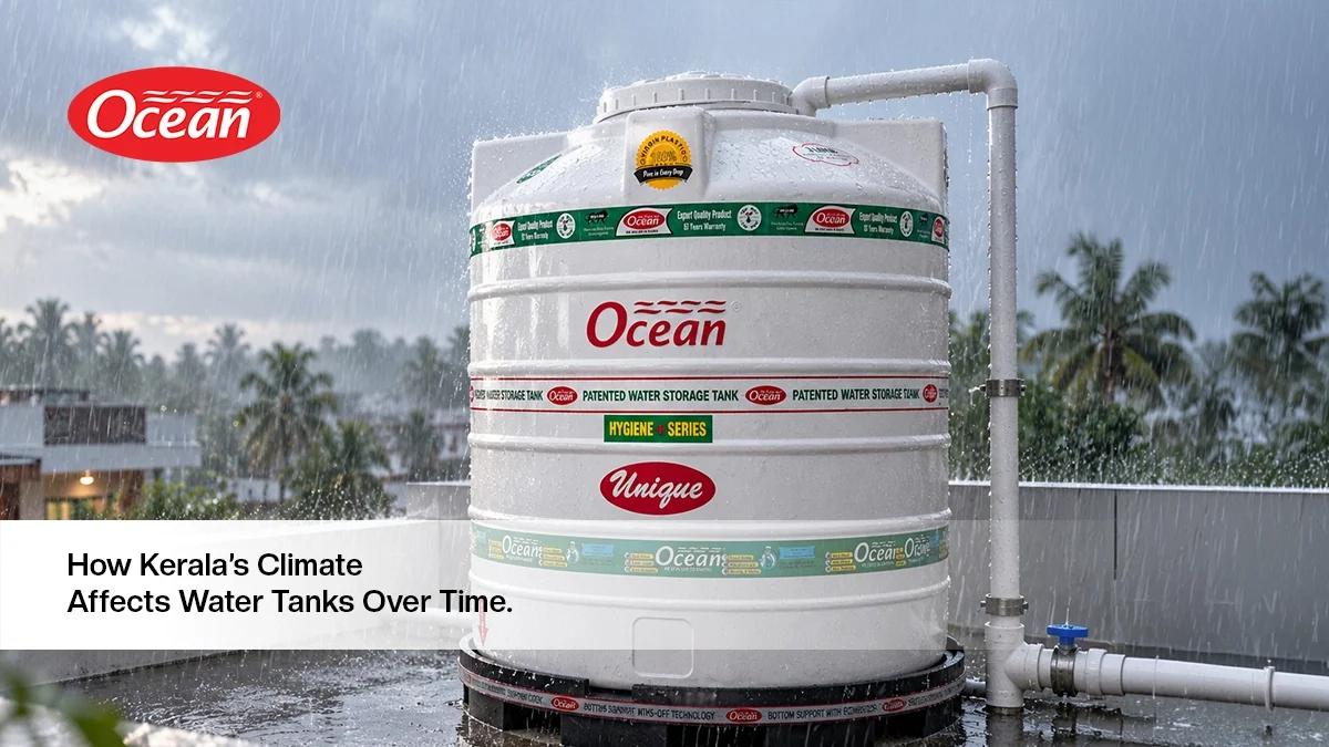 Outdoor water tank installed on a residential rooftop in Kerala